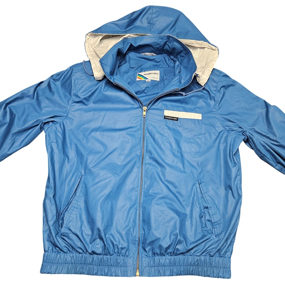 Vintage 80s Members Only Jacket Europe Craft Sz‎ 42 Blue Hong Kong Windbreaker